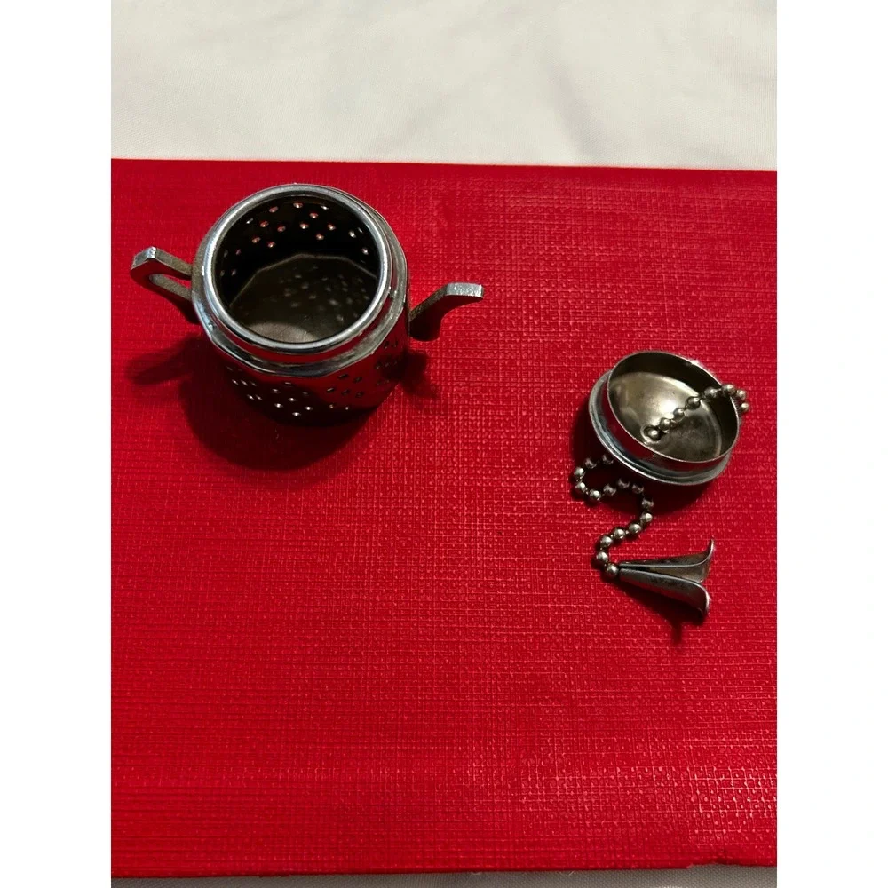 Vintage Miniature Teapot Tea Infuser Stainless Steel Loose Leaf Steeper Chain